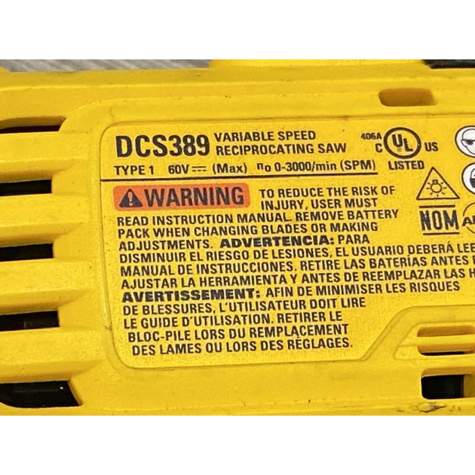 AS-IS DEWALT FLEXVOLT 60V MAX Cordless Brushless Reciprocating Saw (Tool Only)