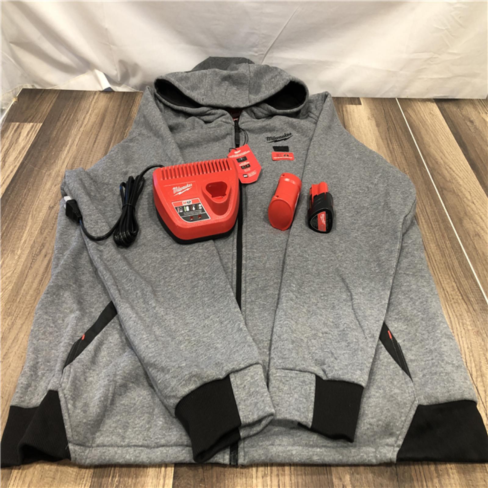 AS-IS Milwaukee Men's 2X-Large 12-Volt Lithium-Ion Cordless Gray Heated Jacket Hoodie Kit
