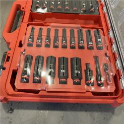 AS-IS - Milwaukee SHOCKWAVE Impact-Duty 3/8 in. Drive Metric and SAE Deep Well Impact PACKOUT Socket Set (36-Piece)