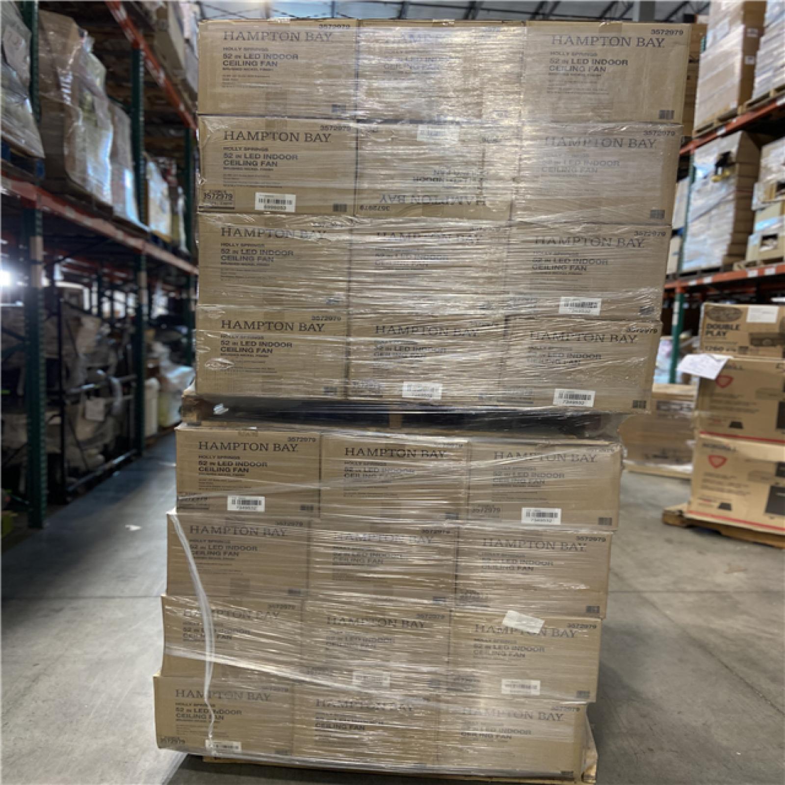 DALLAS LOCATION- Hampton Bay Holly Springs Low Profile 52 in. LED Indoor Brushed Nickel Ceiling Fan PALLET -(48 UNITS)