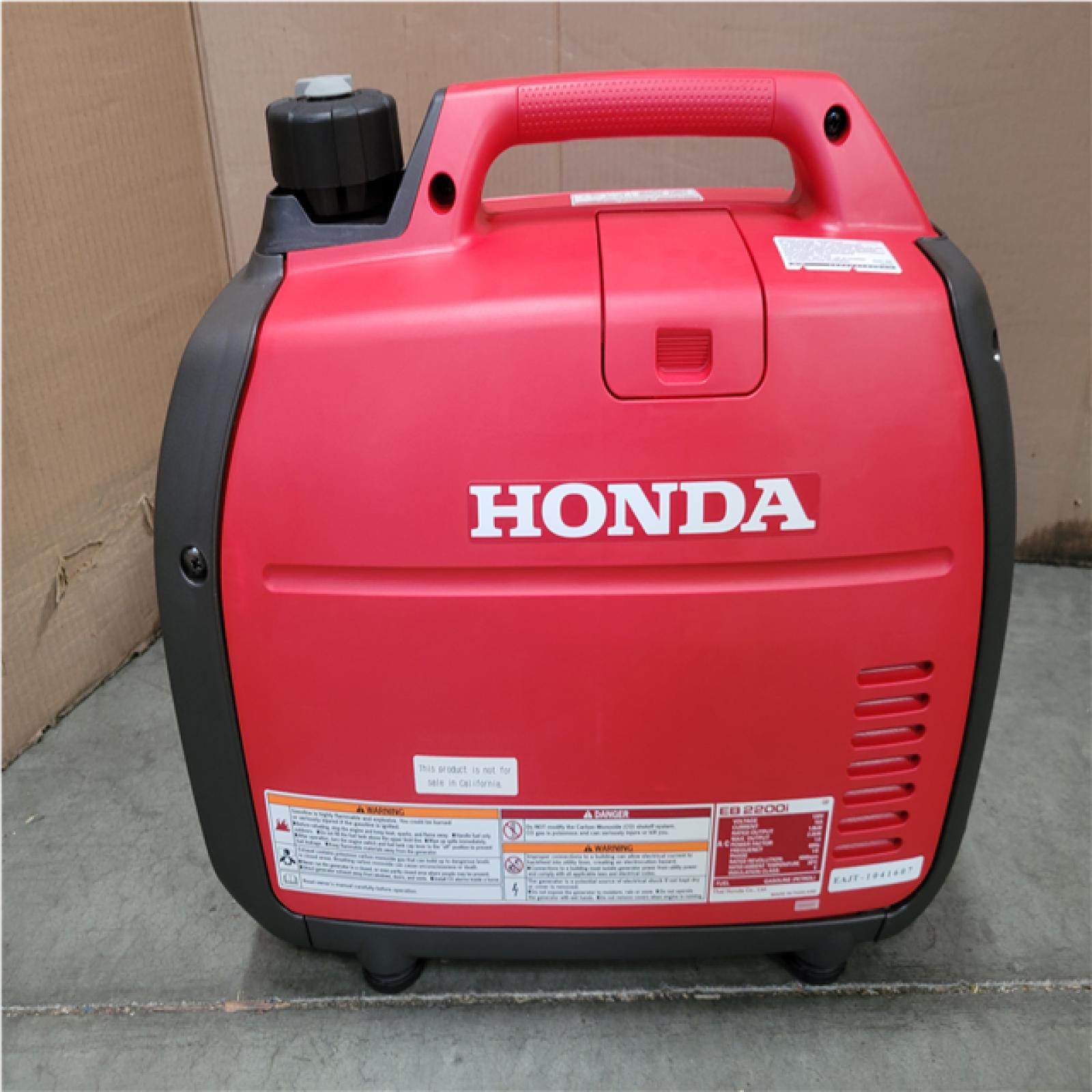 CALIFORNIA AS-IS HONDA 2 200/1 800-WATT RECOIL START GASOLINE POWERED INVERTER INDUSTRIAL GENERATOR WITH CO SHUTDOWN AND GFCI PROTECTION