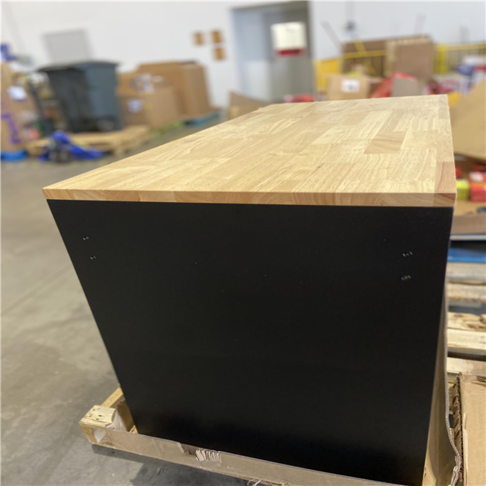 DALLAS LOCATION - Husky 52 in. W x 25 in. D Heavy Duty 9-Drawer Mobile Workbench Cabinet with Adjustable-Height Hardwood Top in Matte Black