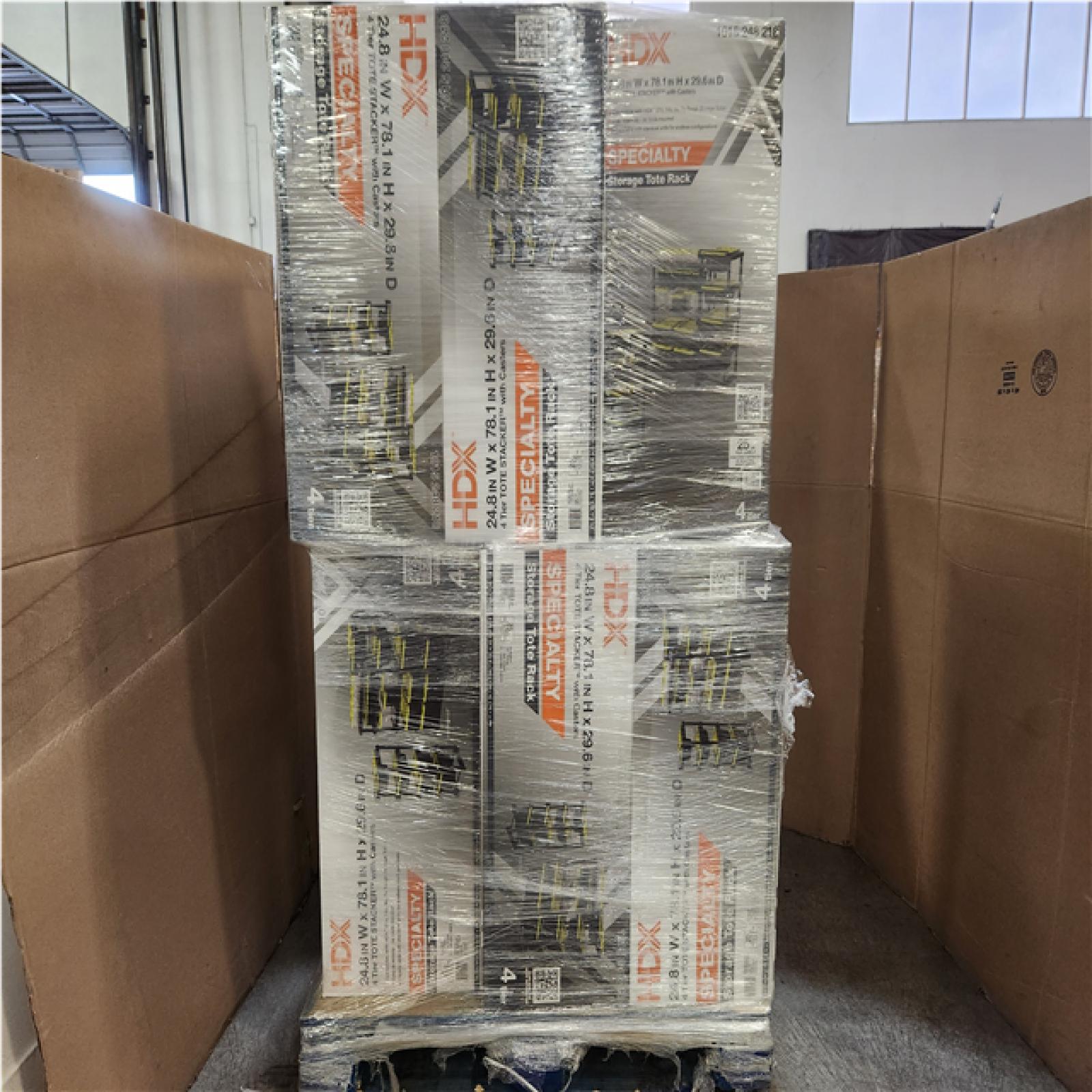 Phoenix NEW HDX 4-Tier Plastic Shelving Tote Stacker with Casters Pallet of 8