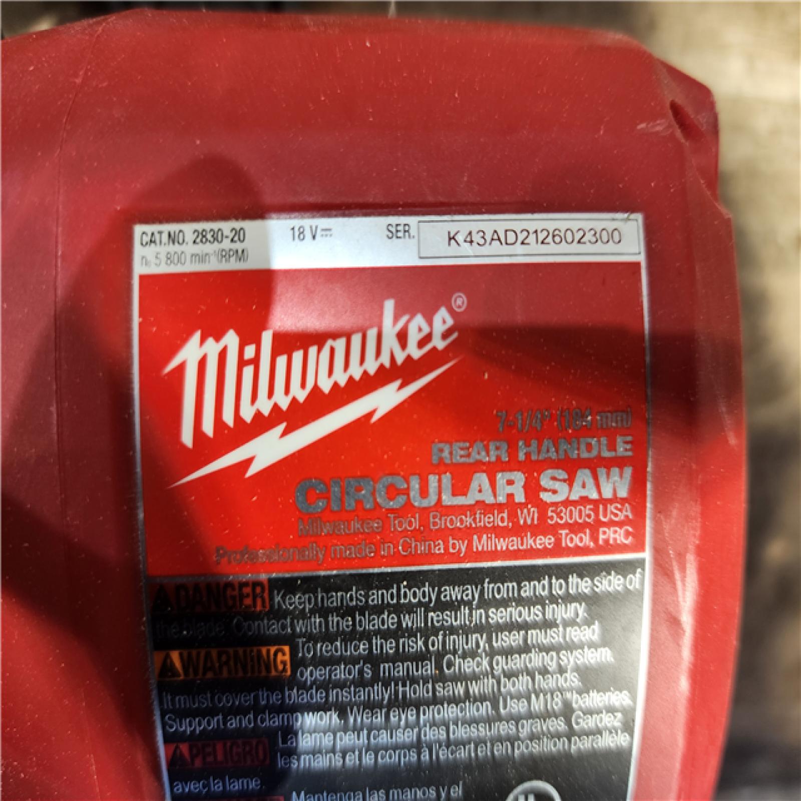 HOUSTON LOCATION - AS-IS Milwaukee 2830-20 Rear Handle Circular Saw M18 FUEL 7-1/4 Cordless Brushless (Tool-Only)