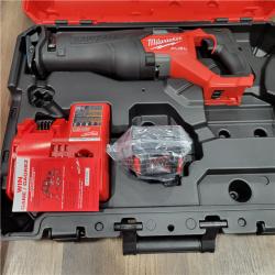 AS-IS  MILWAUKEE M18 FUEL 18V Lithium-Ion Brushless Cordless SAWZALL Reciprocating Saw Kit W/one 5.0 Ah Batteries, Charger and Case