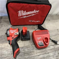AS-IS Milwaukee FUEL 12V Li-Ion Brushless Cordless Stubby 3/8 in. Impact Wrench Kit