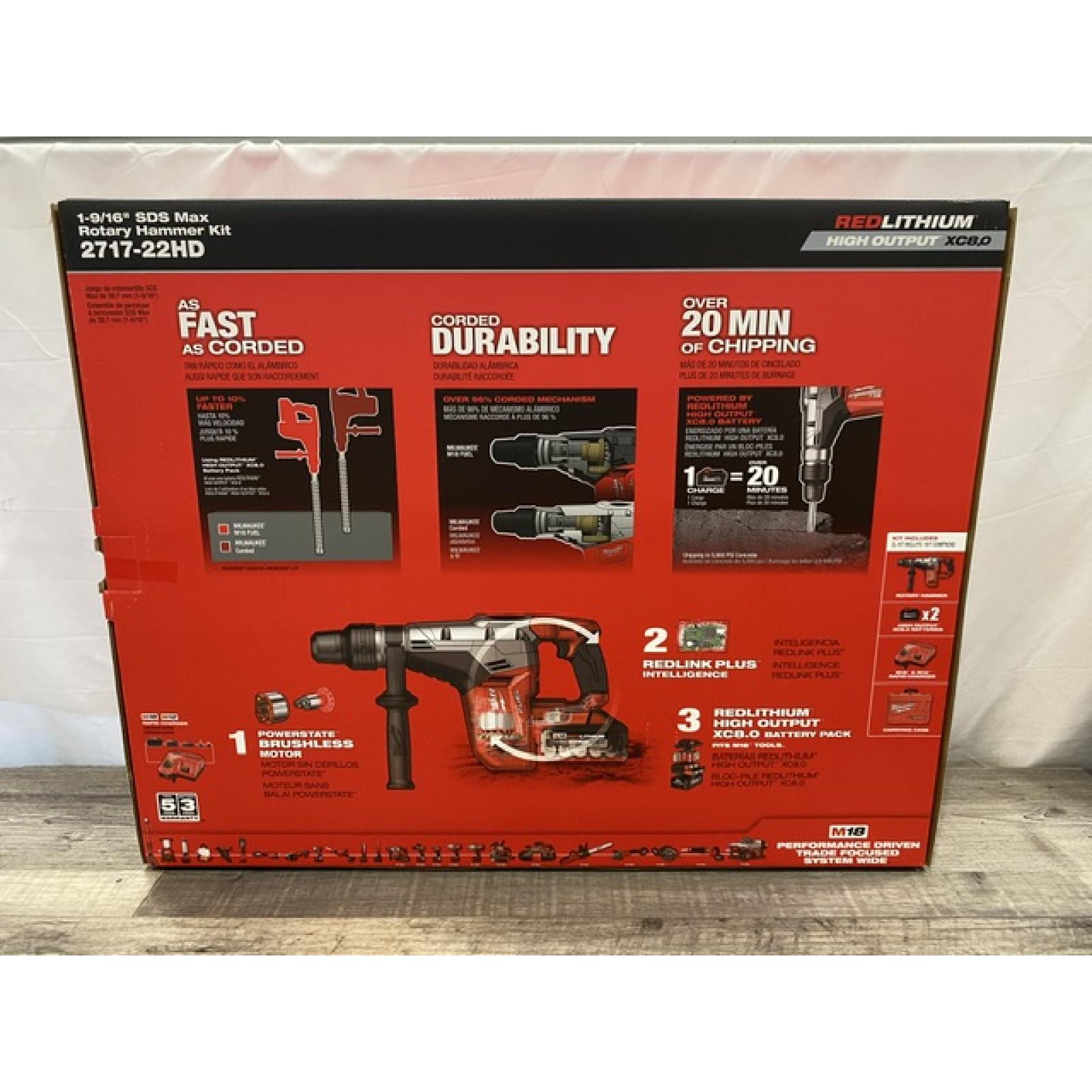 NEW - Milwaukee FUEL 18V Lithium-Ion Brushless Cordless 1-9/16 in. SDS-Max Rotary Hammer Kit