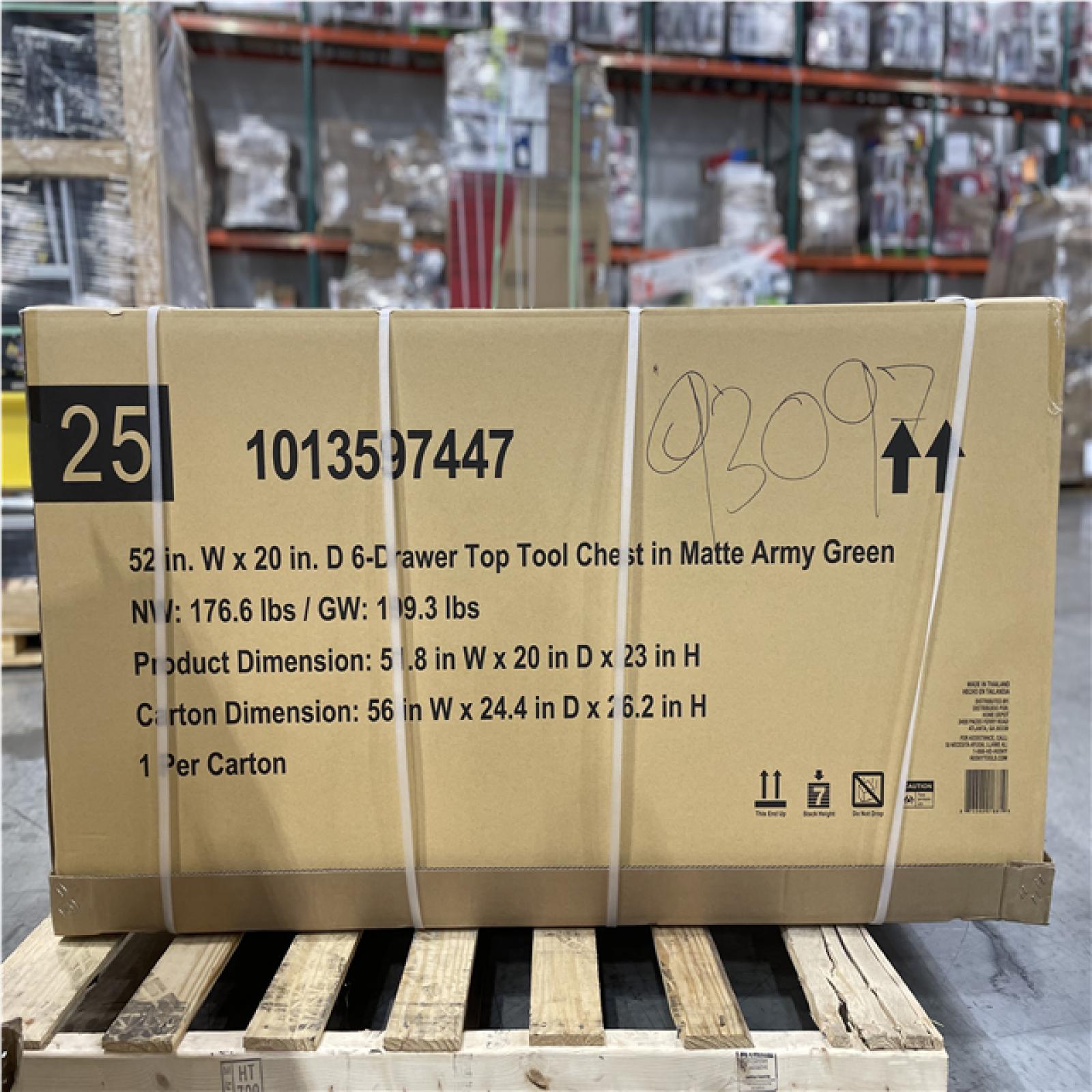 DALLAS LOCATION- AS-IS HUSKY Heavy Duty 52 in. W 6-Drawer Matte Army Green Top Tool Chest