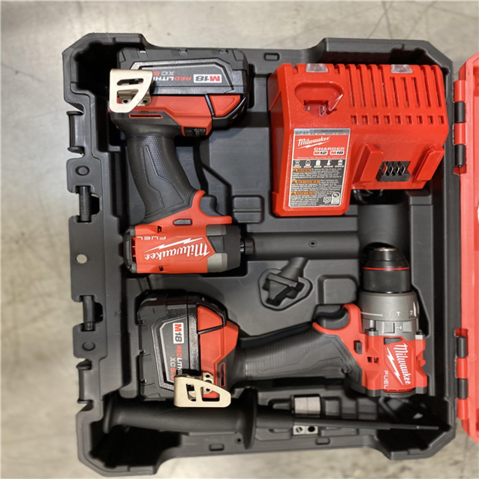 NEW! Milwaukee M18 FUEL 18V Lithium-Ion Brushless Cordless Hammer Drill and Impact Driver Combo Kit (2-Tool) with 2 Batteries