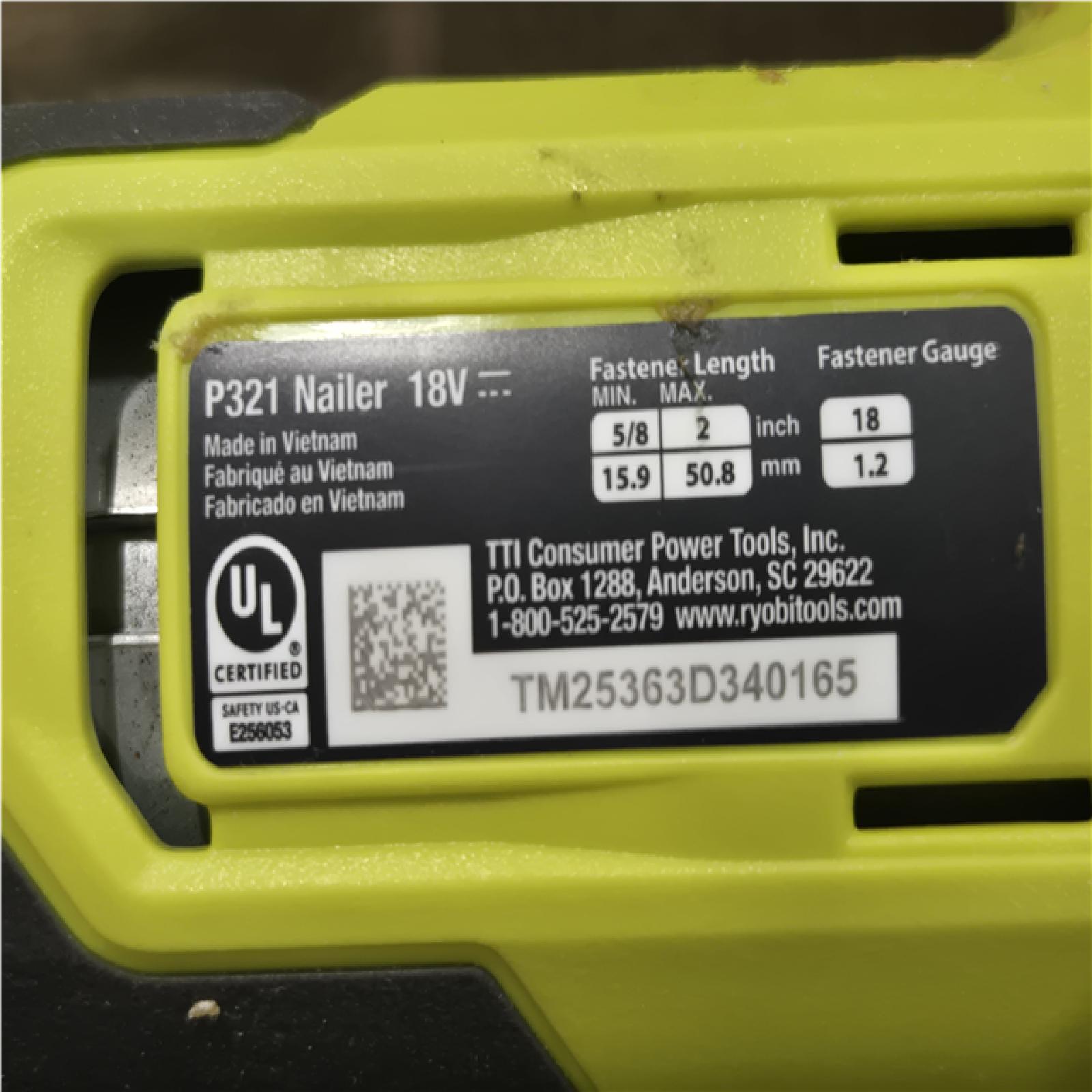 AS-IS RYOBI ONE+ 18V 18-Gauge Cordless AirStrike Brad Nailer (Tool Only)