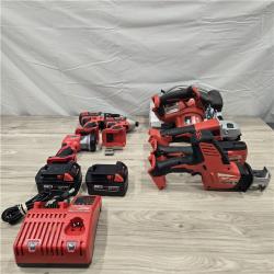 AS-IS  Milwaukee M18 18-Volt Lithium-Ion Cordless Combo Kit 7-Tool with 2-Batteries, Charger and Tool Bag
