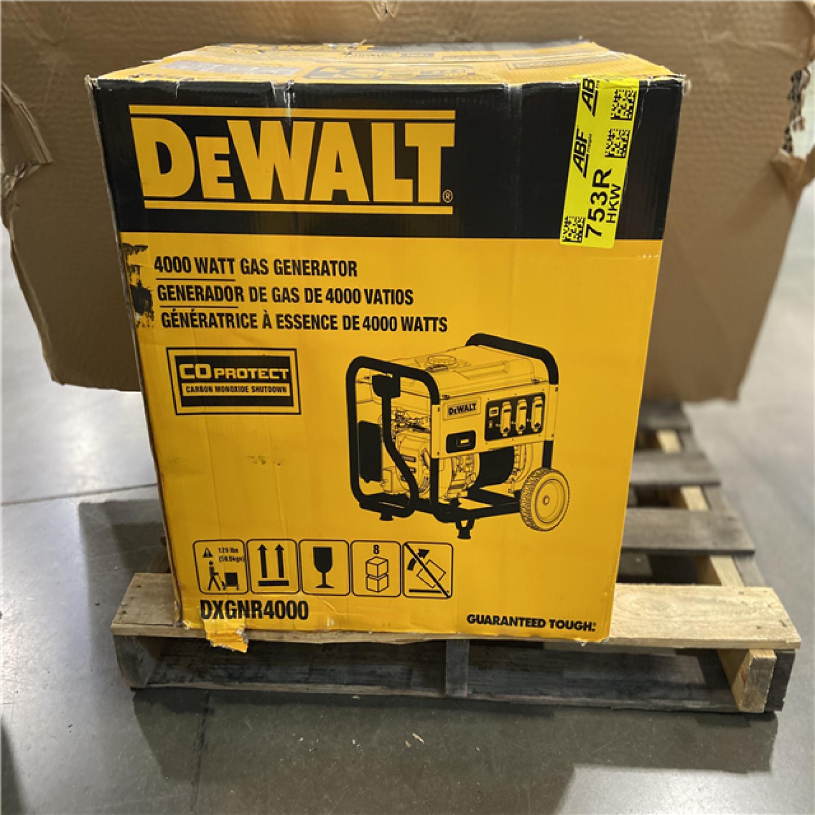DALLAS LOCATION - NEW DEWALT 4500 / 4000- Watt Gas Powered Portable Generator with Idle Control, Covered Outlets and CO Protect -DXGNR4000