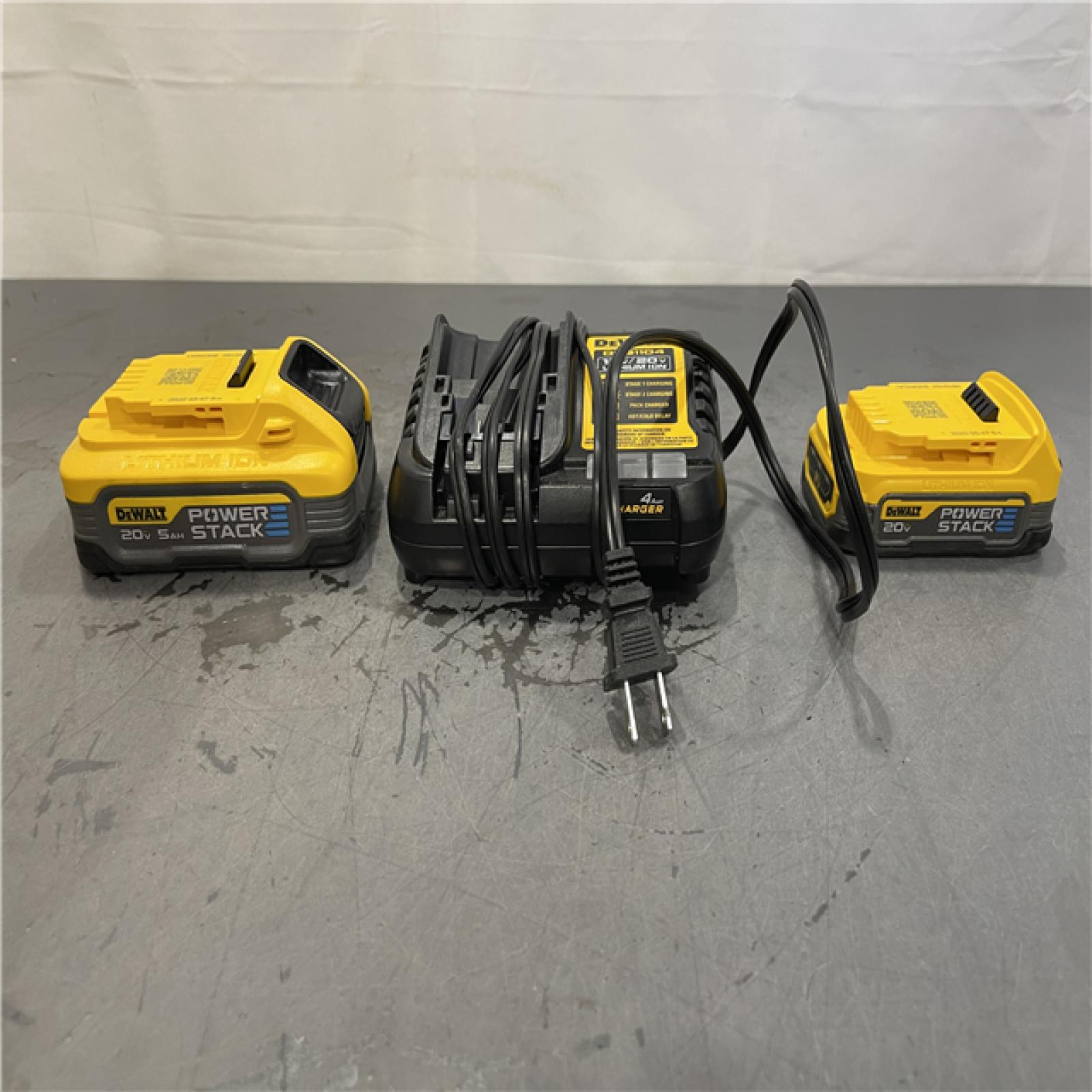 AS-IS - DeWalt 20V MAX POWERSTACK Lithium-Ion 1.7Ah and 5Ah Battery and Charger Starter Kit