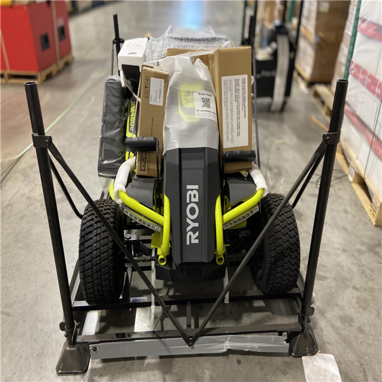 DALLAS LOCATION - RYOBI 48V Brushless 38 in. 75 Ah Battery Electric Rear Engine Riding Lawn Mower