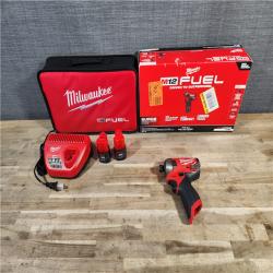 HOUSTON LOCATION - AS-IS Milwaukee M12 FUEL SURGE 12V Lithium-Ion Brushless Cordless 1/4 in. Hex Impact Driver Compact Kit W/Two 2.0Ah Batteries, Bag
