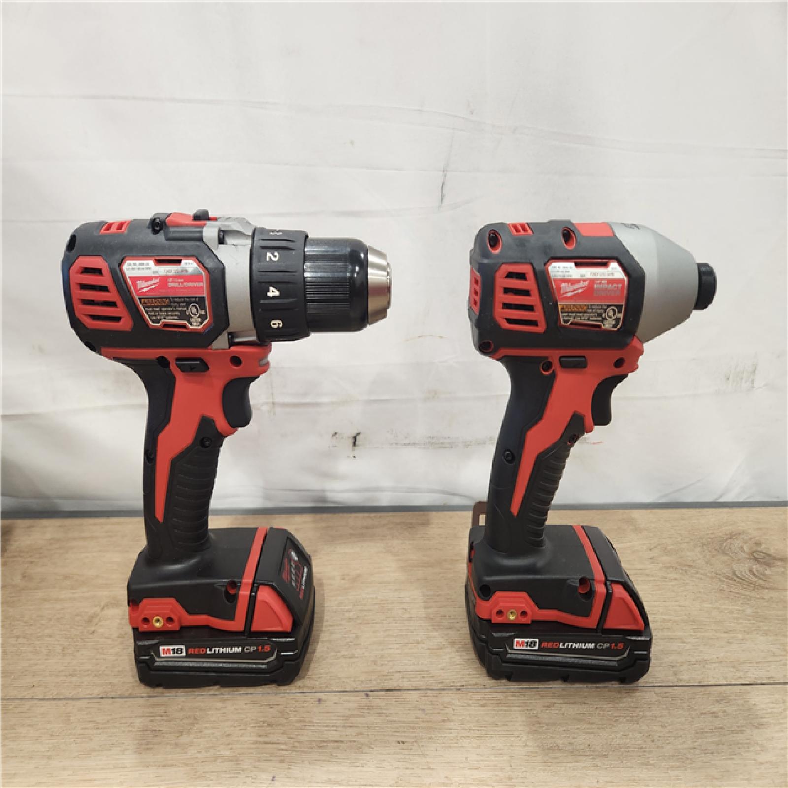 AS-IS- Milwaukee 18V Lithium-Ion Cordless Drill Driver/Impact Driver Combo Kit