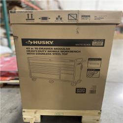DALLAS LOCATION- HUSKY 62 in. W X 24 in. D Heavy Duty Matte Black Mobile Workbench Cabinet w/ Stainless Steel Top