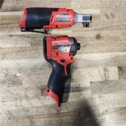 HOUSTON LOCATION - AS-IS Milwaukee FUEL 12V Lithium-Ion Cordless 3/8 in. Ratchet and 1/4 in. Impact Driver Kit