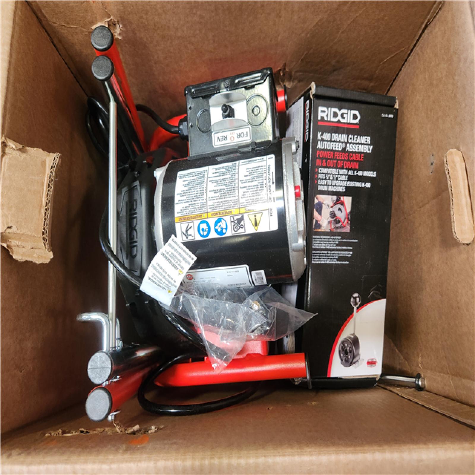 Phoenix NEW RIDGID K-400 AutoFeed Drain Cleaning Snake Auger 120-Volt Drum Machine and C-45IW 1/2 in. x 75 ft. Cable + Tool Set & Gloves