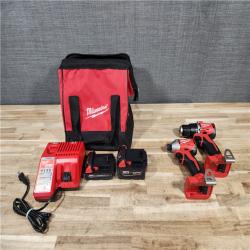 HOUSTON LOCATION - AS-IS M18 18-Volt Lithium-Ion Brushless Cordless Compact Hammer Drill/Impact Combo Kit (2-Tool) with (2) Batteries  Bag