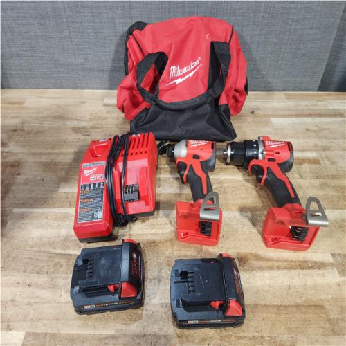 Houston Location AS-IS Milwaukee 18V Lithium-Ion Brushless Cordless Compact Drill/Impact Combo Kit