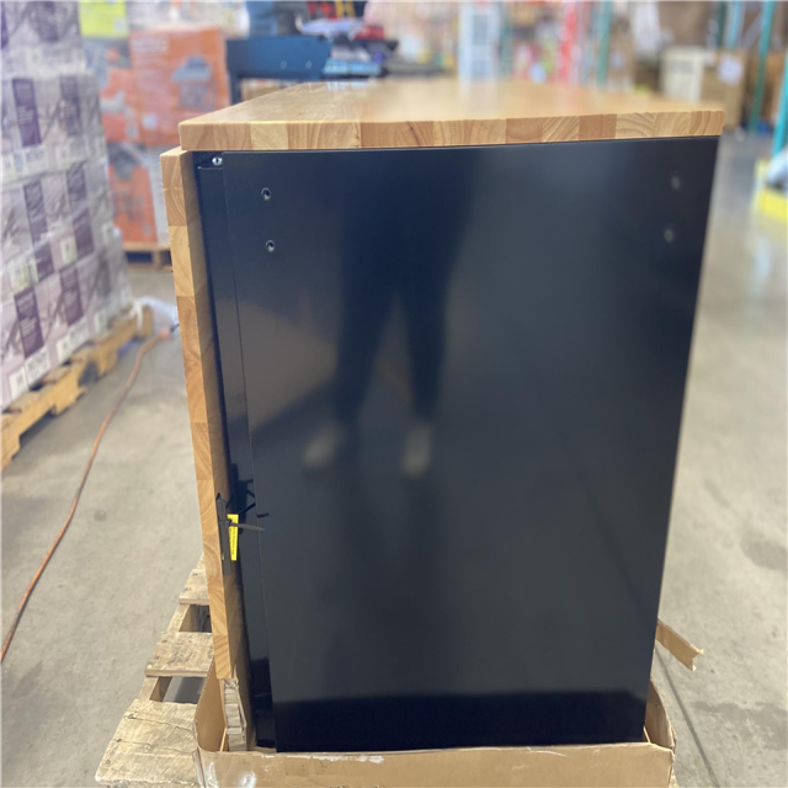 DALLAS LOCATION - Husky Tool Storage 46 in. W x 51 in. D Standard Duty Black Mobile Workbench Cabinet with Solid Top Full Length Extension Table