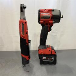 AS-IS - Milwaukee M18 FUEL 18V Cordless Mid Torque 1/2 in. Impact Wrench W/ M12 FUEL 3/8 in. Ratchet & Battery/Charger Combo Kit