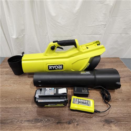 AS-IS RYOBI 40V HP Brushless Whisper Series 155 MPH 600 CFM Cordless Battery Leaf Blower with 4.0 Ah Battery and Charger