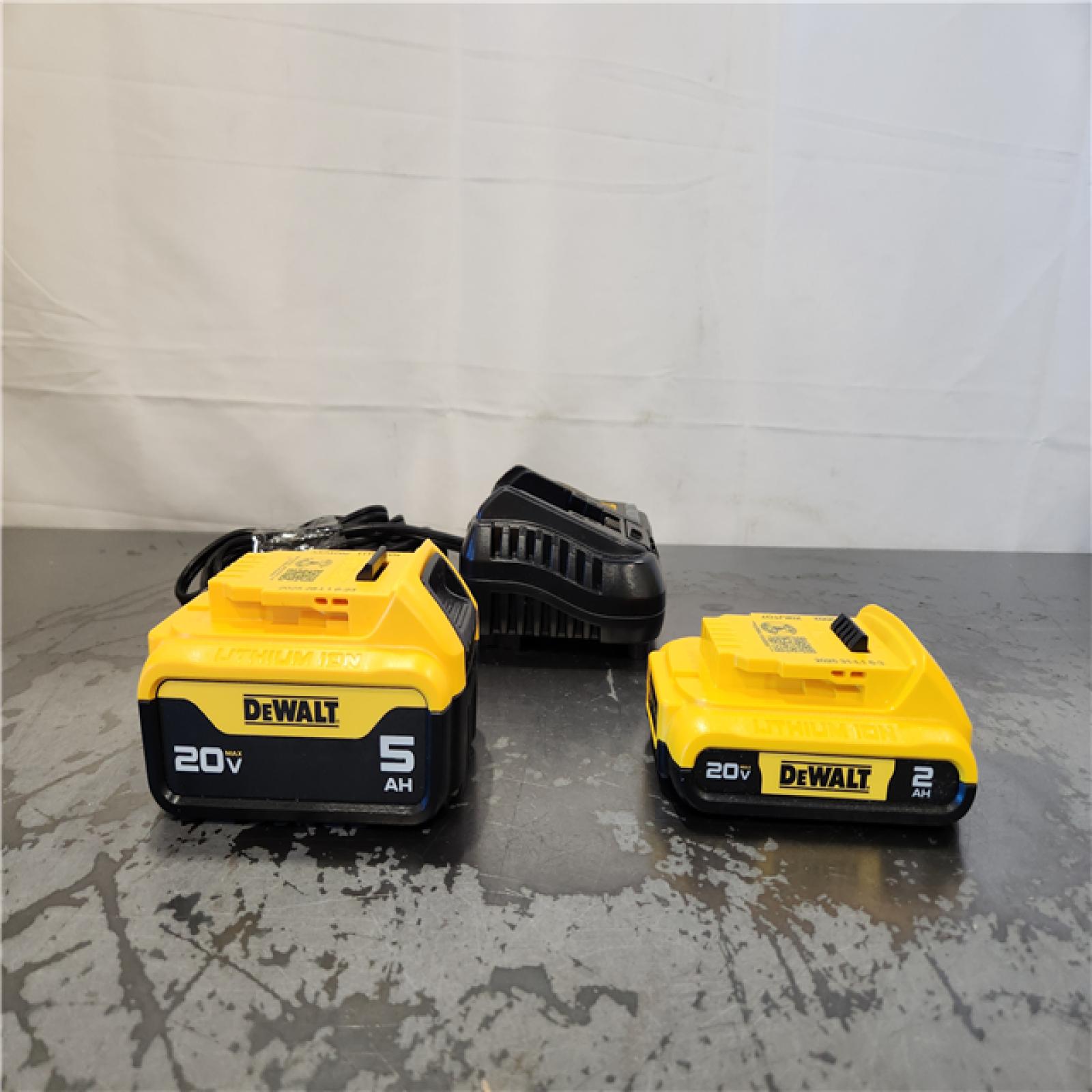 AS-IS- DEWALT 20V MAX Lithium-Ion Battery Kit with 5.0Ah and 2.0Ah Battery and Charger