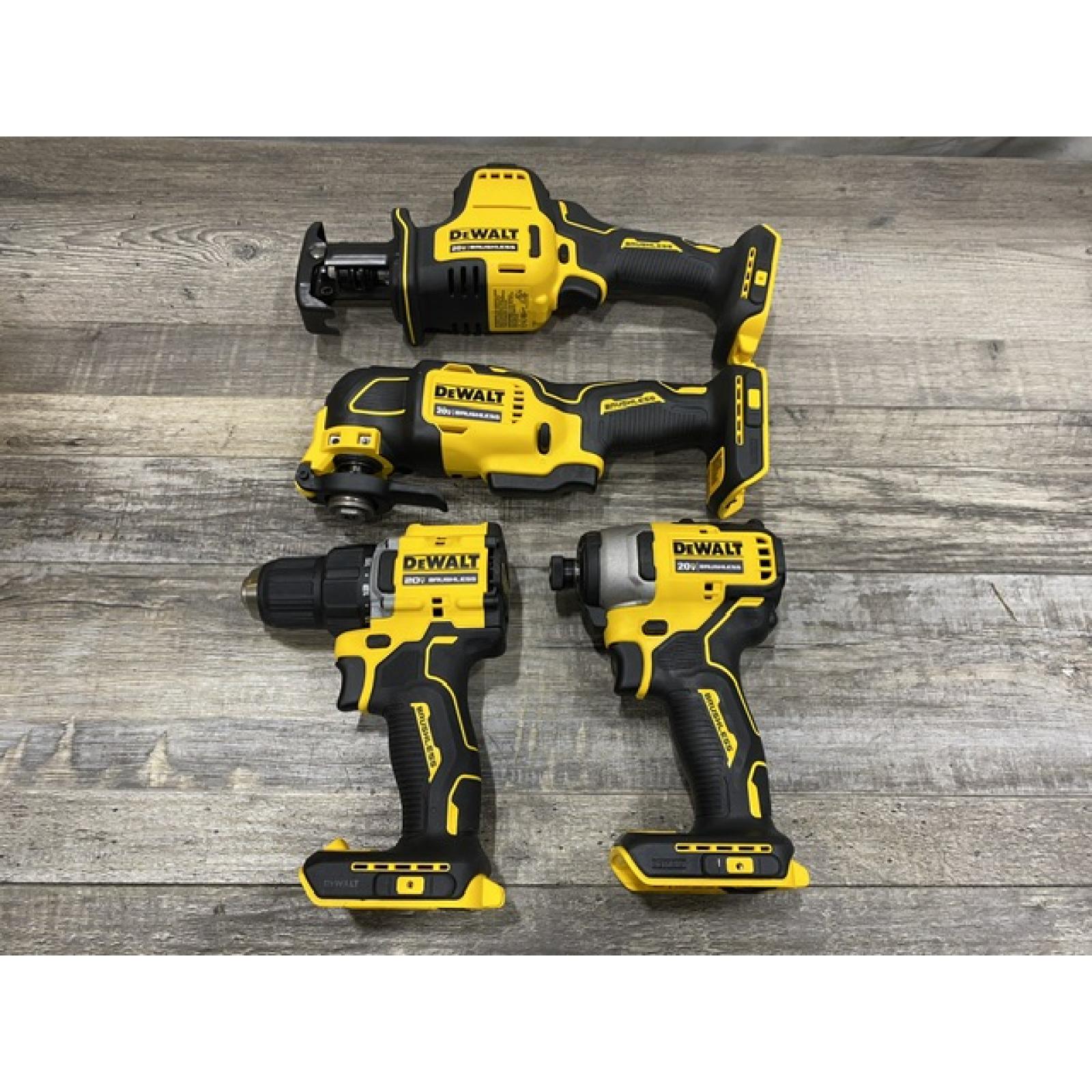 AS-IS DEWALT ATOMIC 20-Volt Lithium-Ion Cordless Brushless (4-Tool) Combo Kit