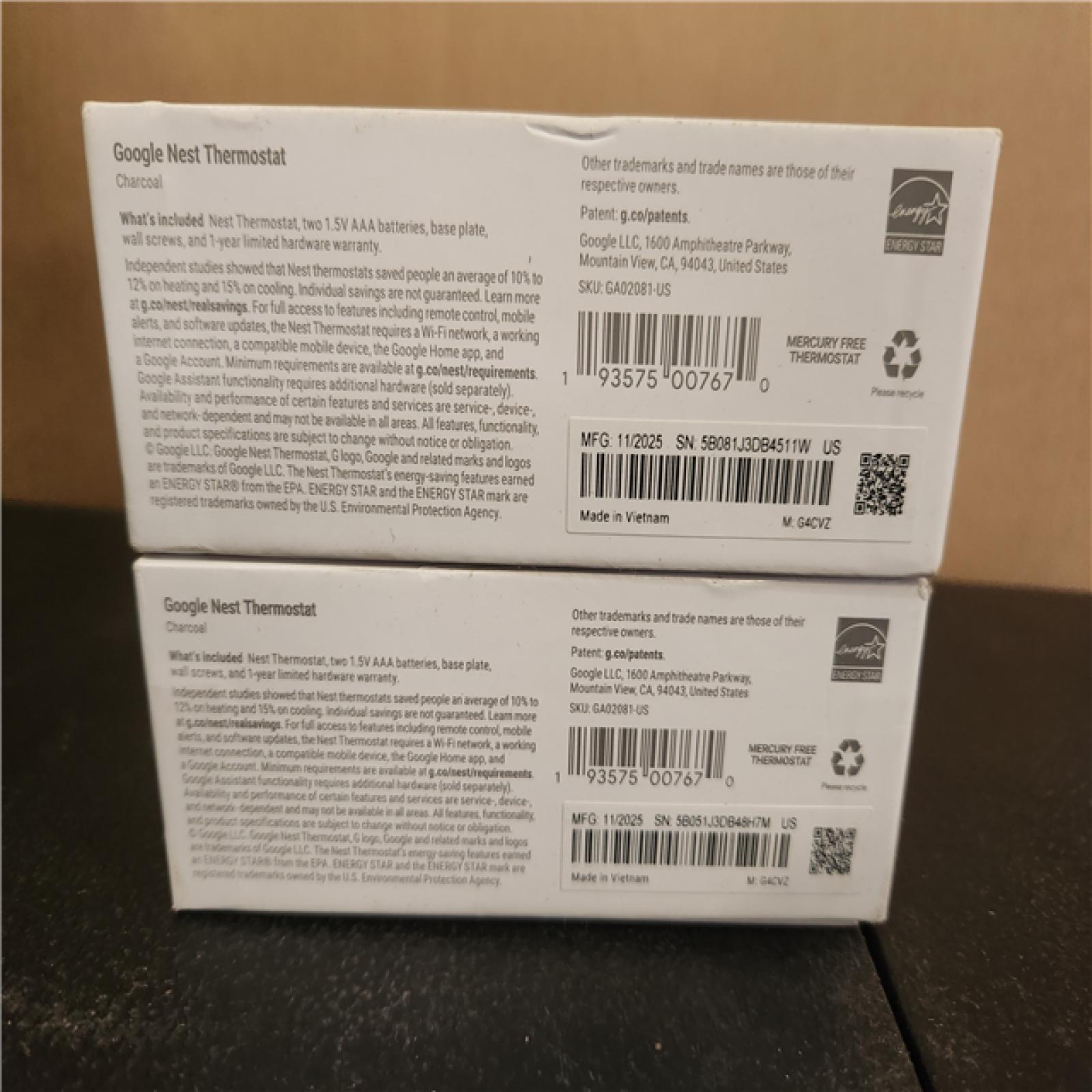 Phoenix AS-IS Google Nest Thermostat - Smart Programmable Wi-Fi Thermostat - (2-Pack)