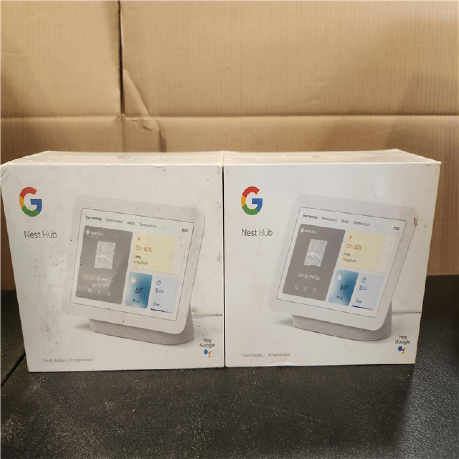 Phoenix NEW Google Nest Hub 2nd Gen - Smart Home Speaker and 7 in. Display with Google Assistant - Chalk 2-Pack (SEALED)