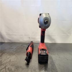 AS-IS- Milwaukee 12/18V Lithium-Ion Cordless 3/8 in. Ratchet and 1/2 in. High Torque Impact Wrench with Friction Ring Combo Kit