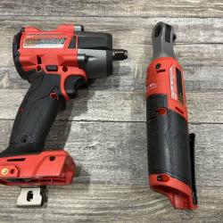 AS-IS Milwaukee FUEL 18V Cordless Mid Torque 1/2 in. Impact Wrench w/ 12 FUEL 3/8 in. Ratchet Combo Kit