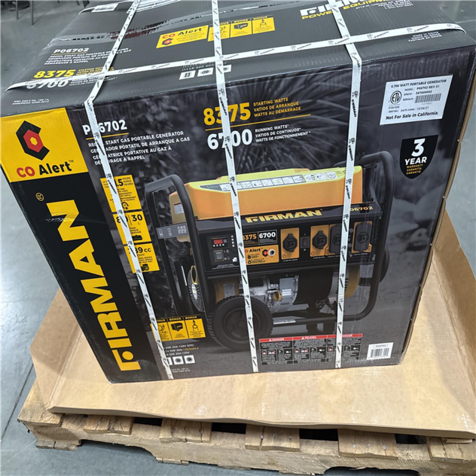California NEW Firman Recoil Start Gas Portable Generator