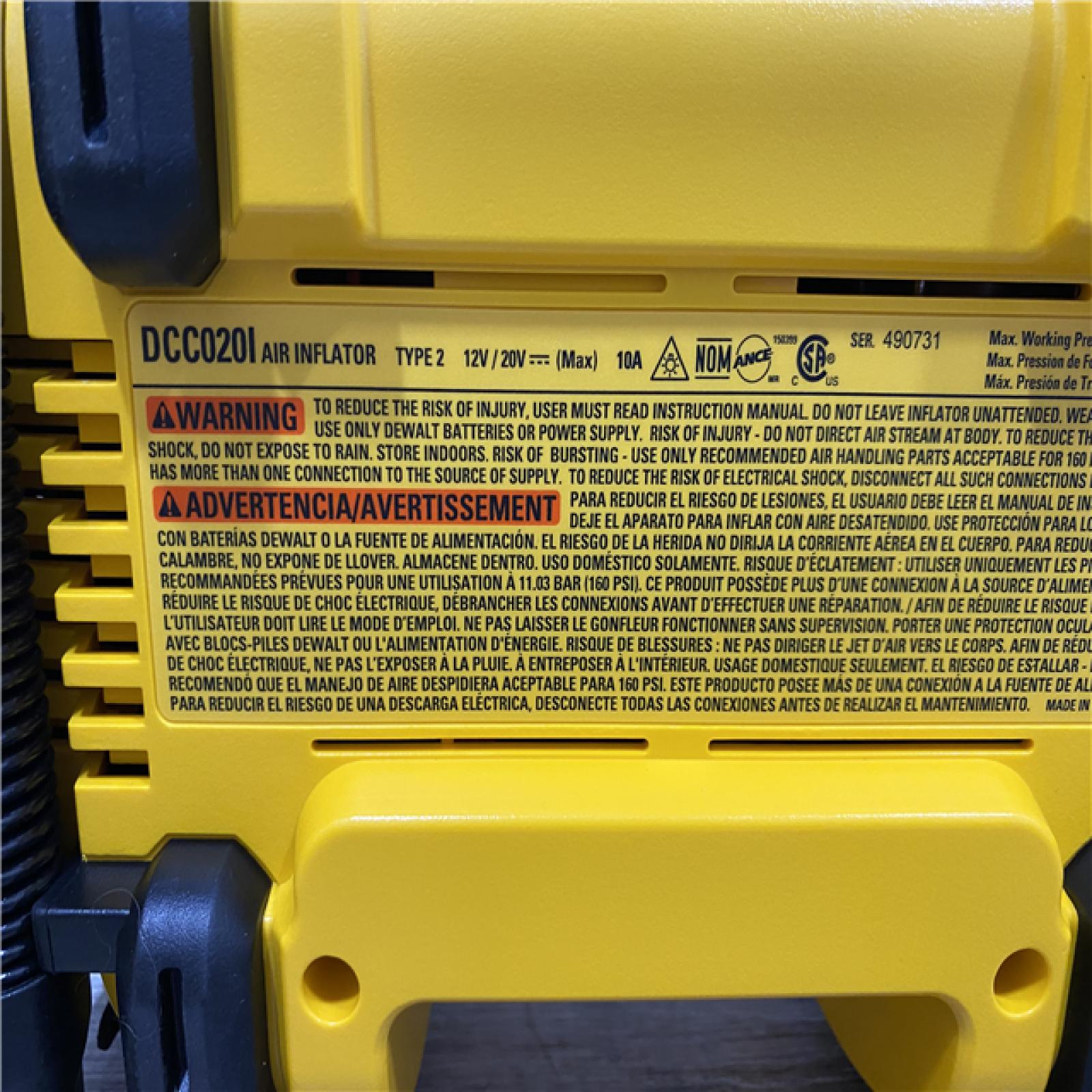 AS-IS DEWALT 20V MAX Cordless Electric Portable Inflator (Tool Only)