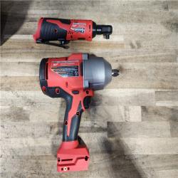 HOUSTON LOCATION - AS-IS Milwaukee 12/18V Lithium-Ion Cordless 3/8 in. Ratchet and 1/2 in. High Torque Impact Wrench with Friction Ring Combo Kit