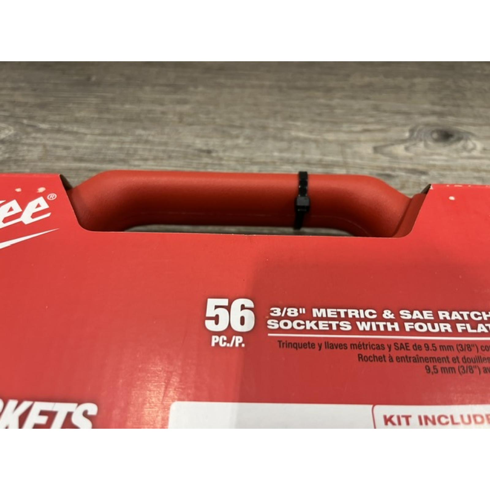 NEW - Milwaukee 3/8 in. Drive SAE/Metric Ratchet and Socket Mechanics Tool Set (56-Piece)