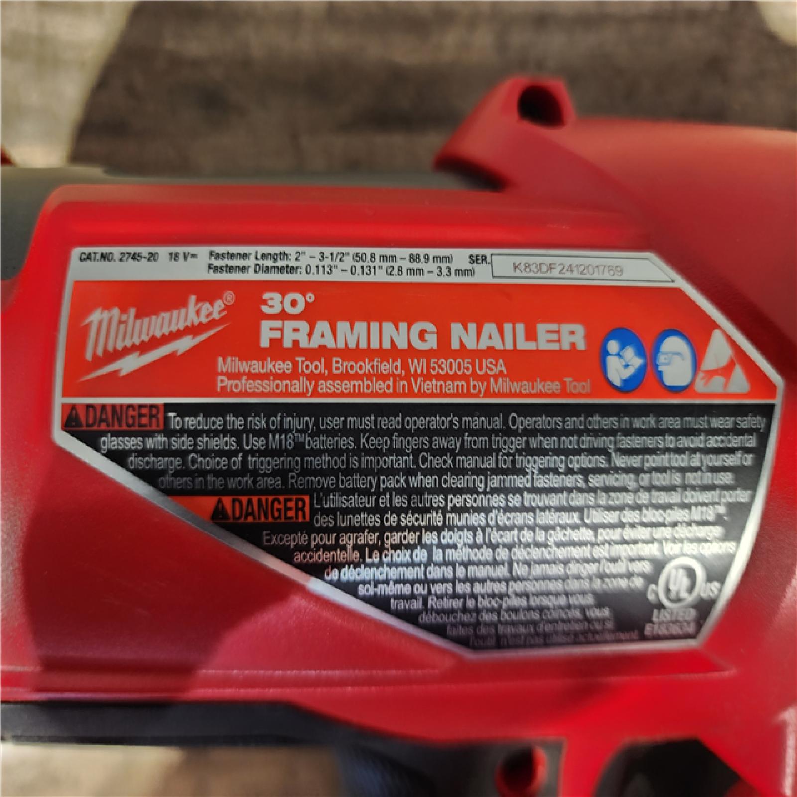 HOUSTON LOCATION - AS-IS Milwaukee FUEL 3-1/2 in. 18-Volt 30-Degree Lithium-Ion Brushless Cordless Framing Nailer (Tool-Only)