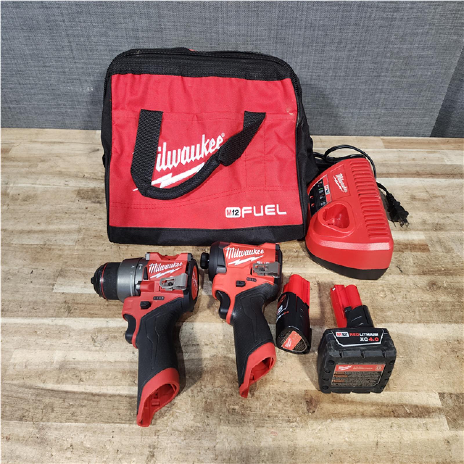 Houston Location AS-IS Milwaukee FUEL 12-Volt Lithium-Ion Brushless Cordless Hammer Drill and Impact Driver Combo Kit