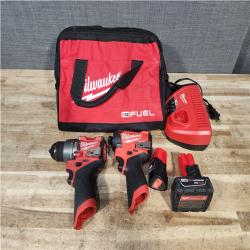 Houston Location AS-IS Milwaukee FUEL 12-Volt Lithium-Ion Brushless Cordless Hammer Drill and Impact Driver Combo Kit