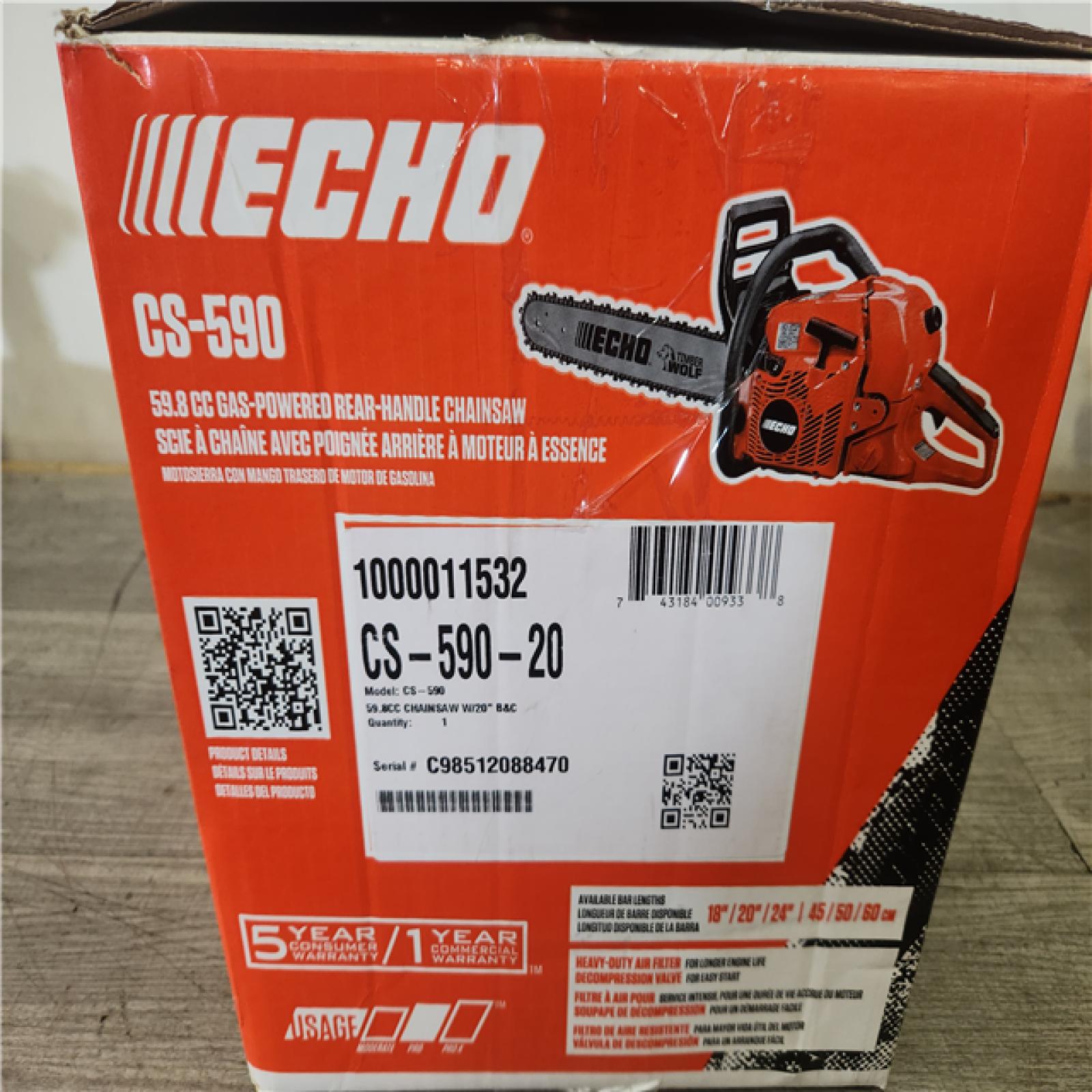 Phoenix NEW ECHO 20 in. 59.8 cc Gas 2-Stroke Rear Handle Timber Wolf Chainsaw