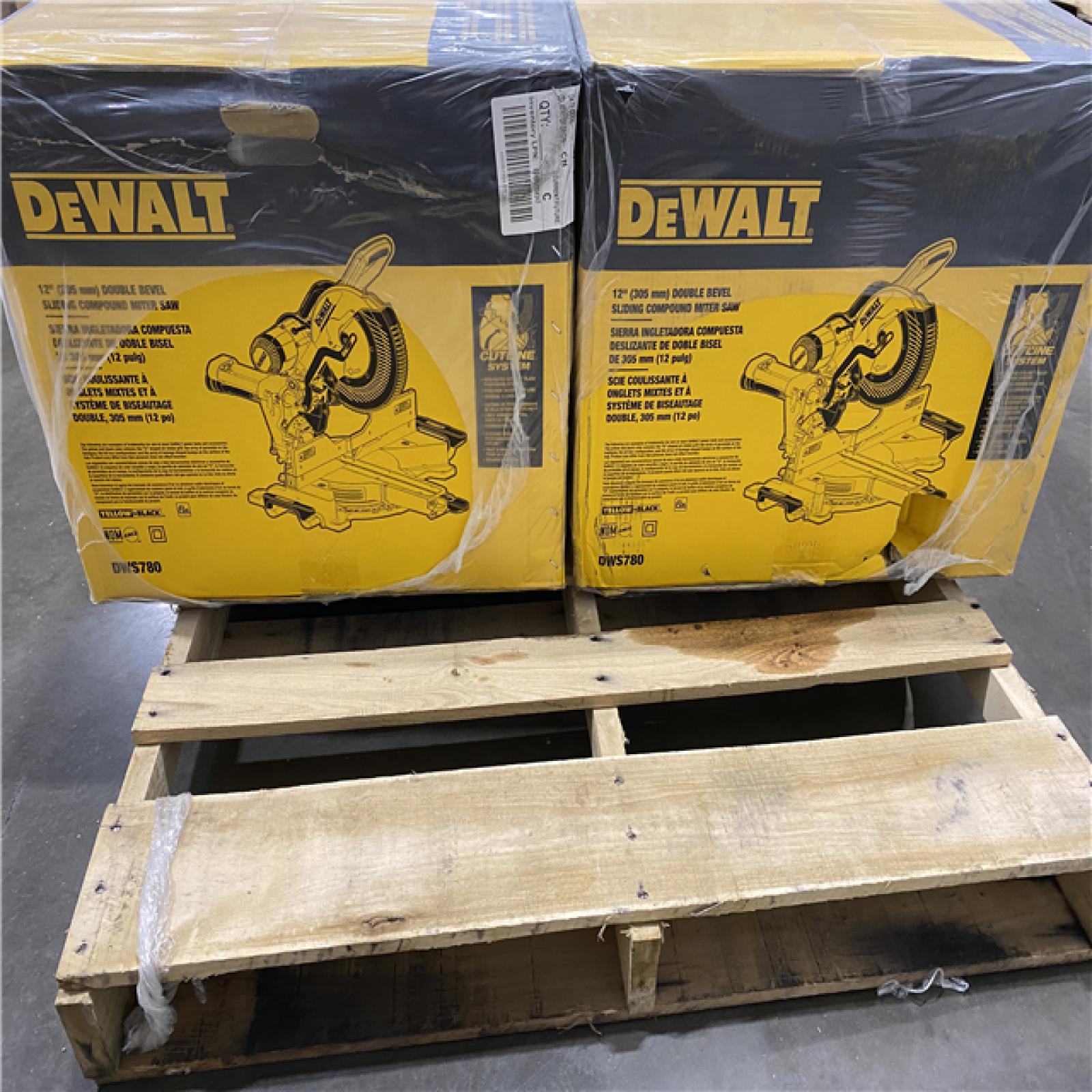 Dallas Location -NEW- DWS780- DEWALT 12-in 15-Amp Dual Bevel Sliding Compound Corded Miter Saw(Lot Of 2)