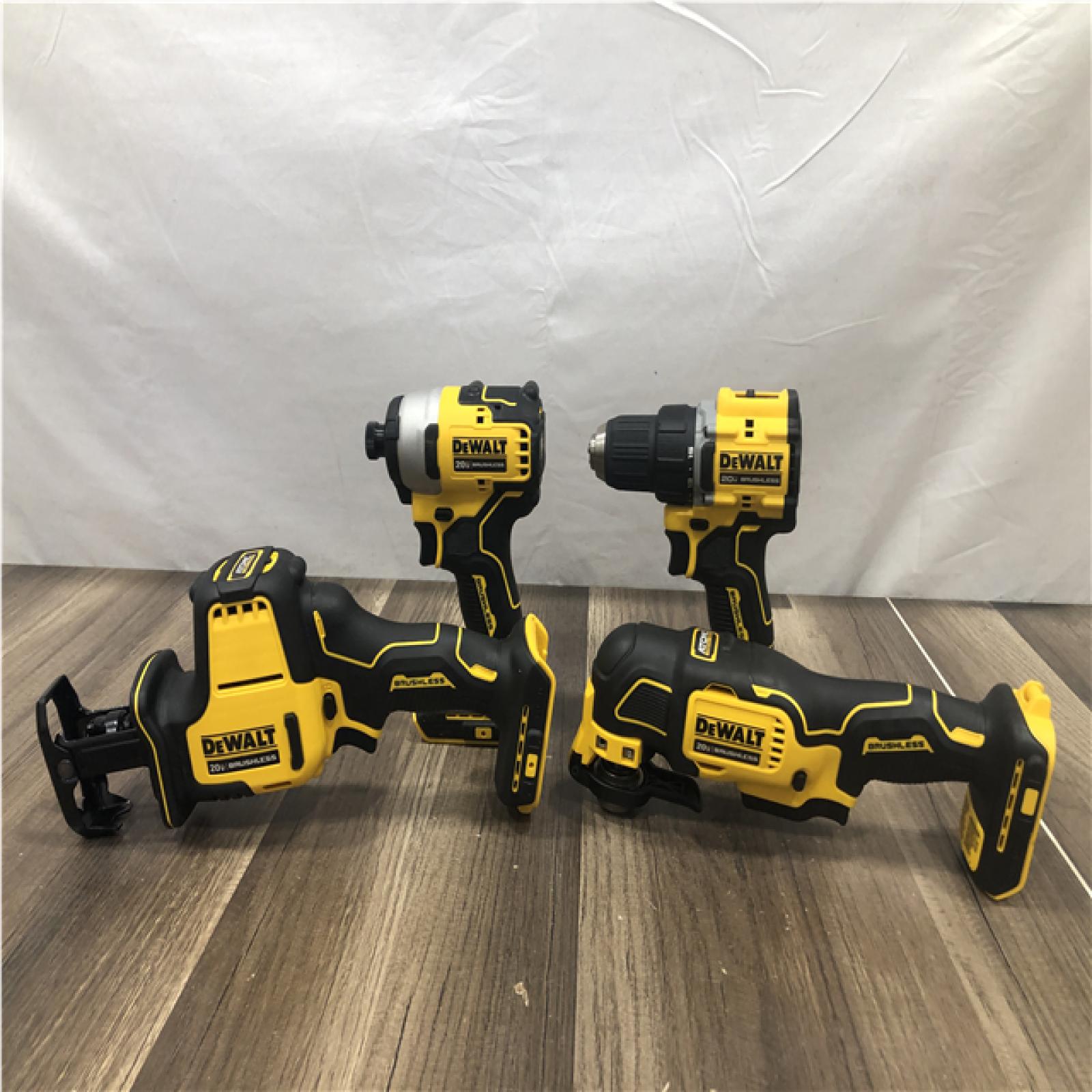 AS-IS DEWALT ATOMIC 20-Volt Lithium-Ion Cordless Brushless (4-Tool) Combo Kit