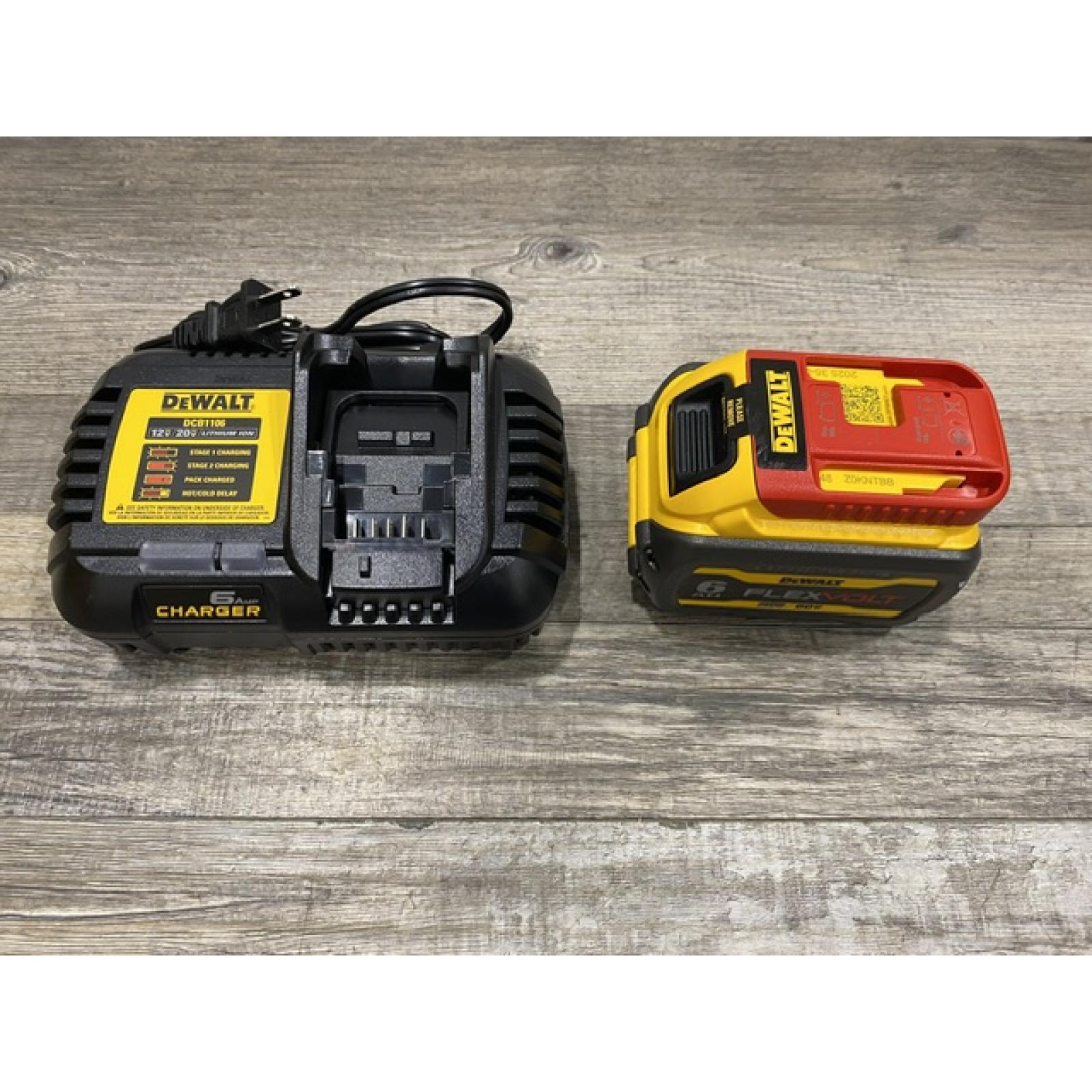 AS-IS DEWALT FLEXVOLT 20V/60V MAX Lithium-Ion 6.0Ah Battery Pack with 6 Amp Output Charger