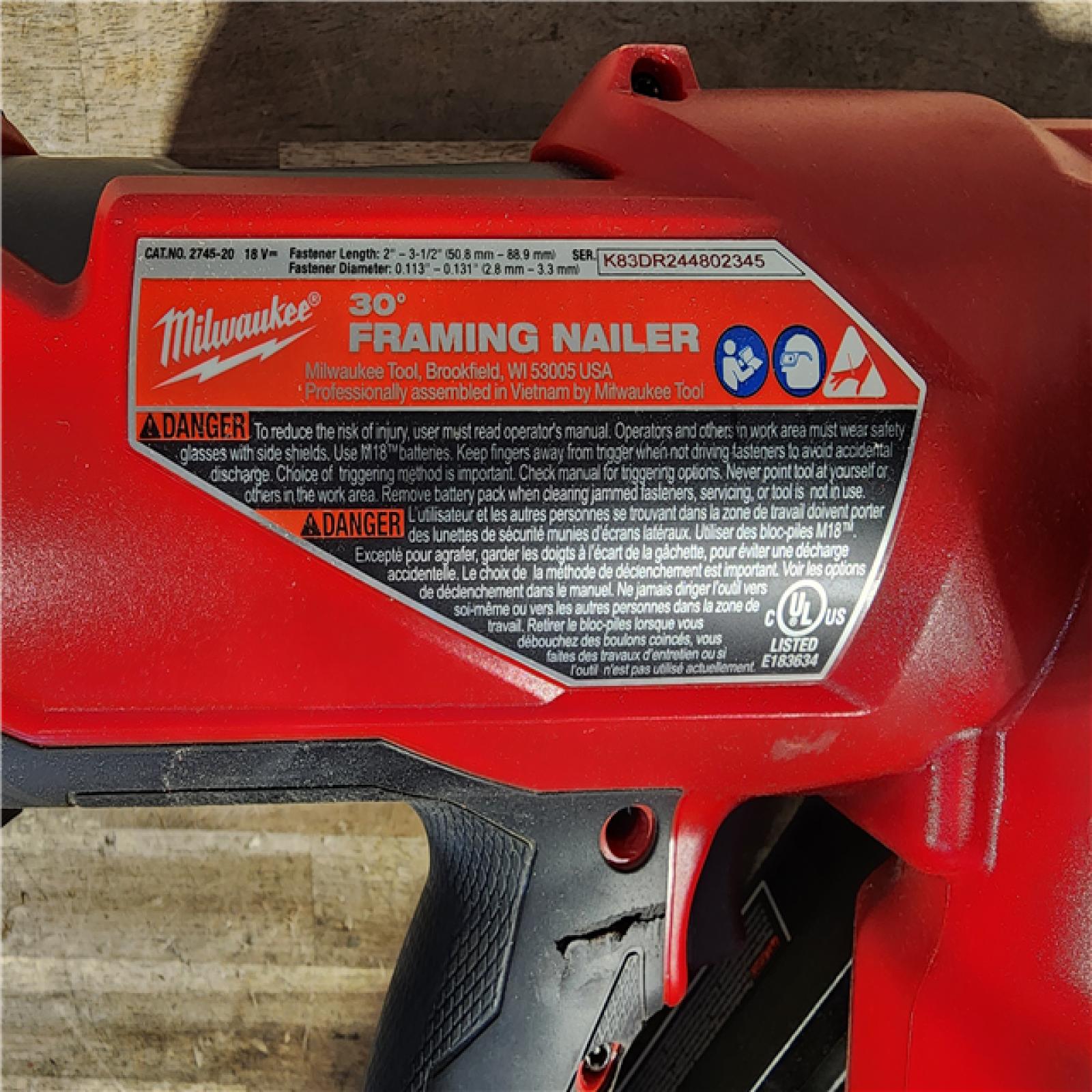 HOUSTON LOCATION - AS-IS Milwaukee M18 FUEL 30 Degree Framing Nailer (TOOL ONLY)