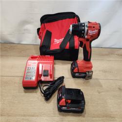 AS-IS- Milwaukee  18V Lithium-Ion Brushless Cordless 1/2 in. Compact Drill/Driver Kit