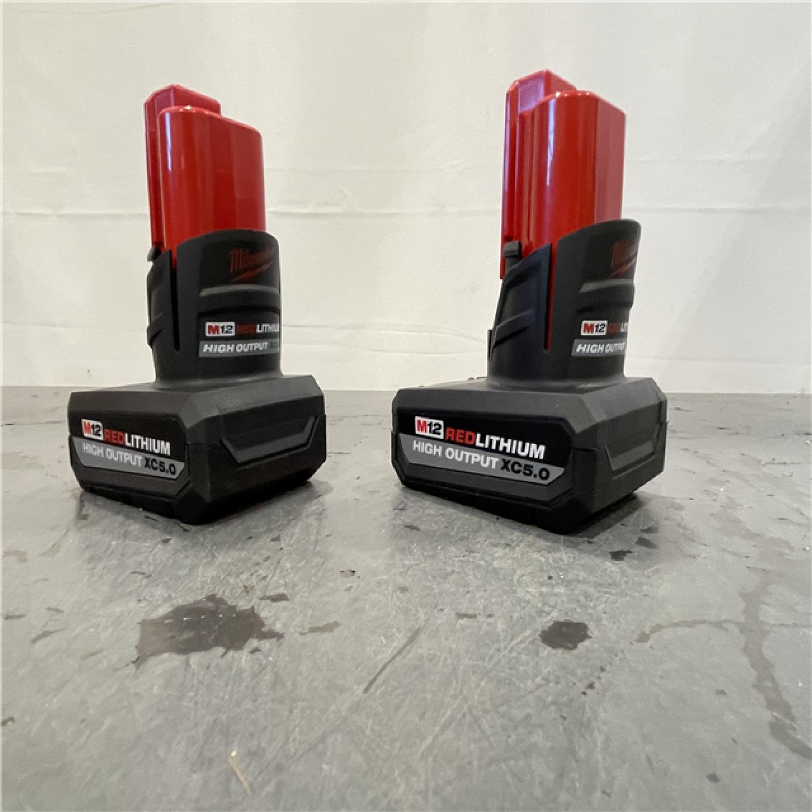 AS-IS - Milwaukee M12 12V Lithium-Ion XC High Output 5.0 Ah Battery (2-Pack) Starter Kit