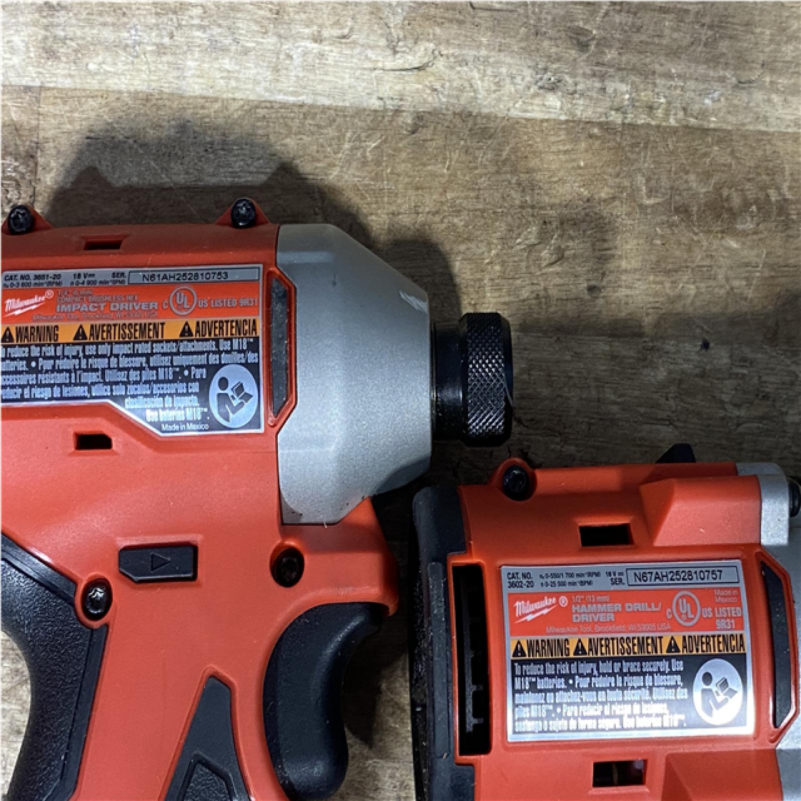 Houston Location AS-IS Milwaukee 18-Volt Lithium-Ion Brushless Cordless Compact Hammer Drill/Impact Combo Kit