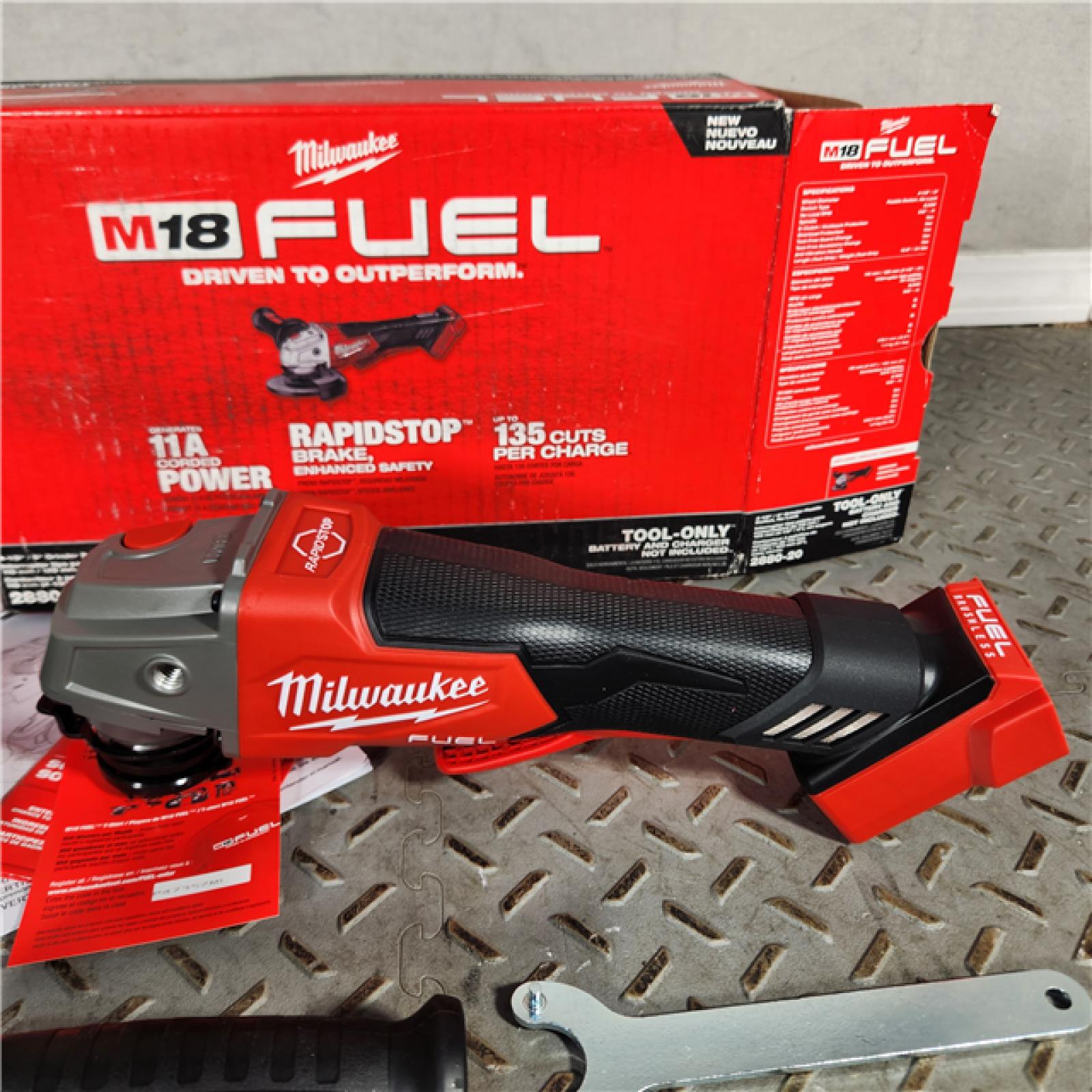 Houston location- AS-IS Milwaukee M18 FUEL 4-1/2/5 Grinder Paddle Switch, No-Lock TOOL-ONLY